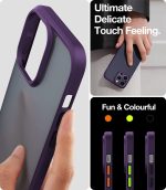 iPhone 14 Pro Guardian Case with Military Grade Drop Tested, Slim Translucent Matte Case by Torras - Deep Purple - Image 6