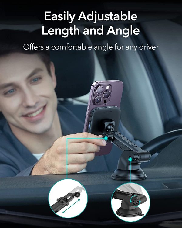 ESR MagSafe Car Charger (HaloLock), Dashboard Magnetic Wireless Car Charger, MagSafe Car Mount Charger, Windshield Car Phone Holder for iPhone 14/13/12 Series, Fast Charging, Car Accessories, Black - Image 8