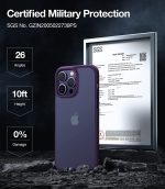 iPhone 14 Pro Guardian Case with Military Grade Drop Tested, Slim Translucent Matte Case by Torras - Deep Purple - Image 7
