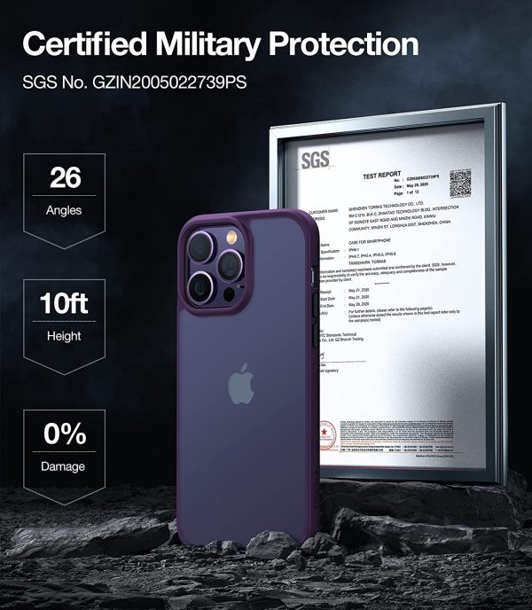 71xvhELGsTL._AC_SL1500_ iPhone 14 Pro Max Guardian Case with Military Grade Drop Tested, Slim Translucent Matte Case by Torras - Deep Purple - Image 7