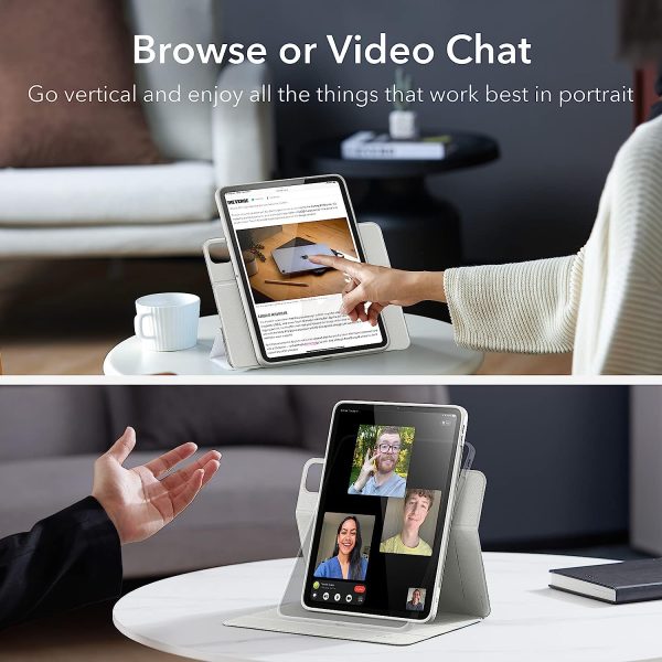 iPad Pro 11" 2022 / 2021 Rebound 360 Case ESR with Pencil Holder, Detachable Magnetic Cover, Vertical Stand - Brilliant White - Image 7