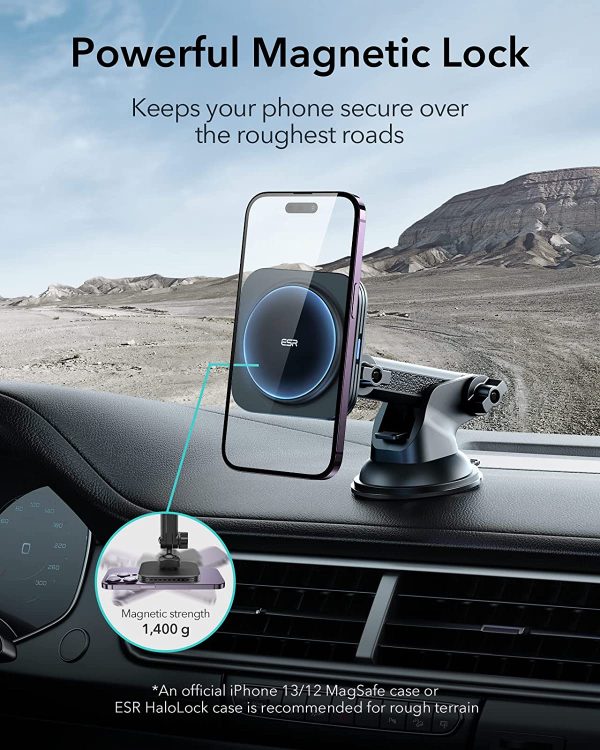 ESR MagSafe Car Charger (HaloLock), Dashboard Magnetic Wireless Car Charger, MagSafe Car Mount Charger, Windshield Car Phone Holder for iPhone 14/13/12 Series, Fast Charging, Car Accessories, Black - Image 9