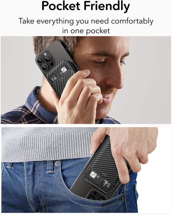 8112r867EeL._AC_SL1500_ Magsafe Wallet & Stand by ESR made from Vegan Leather by ESR - Black Carbon Fiber - Image 8