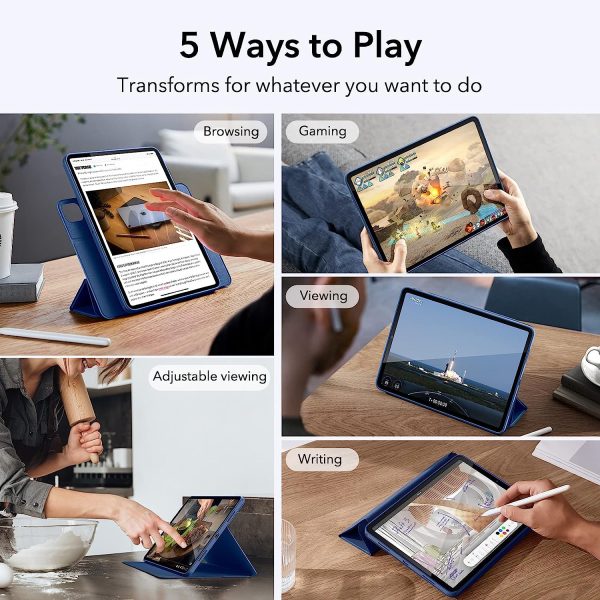 iPad Pro 11" 2022 / 2021 Rebound 360 Case ESR with Pencil Holder, Detachable Magnetic Cover, Vertical Stand - Navy Blue - BIS - Image 2