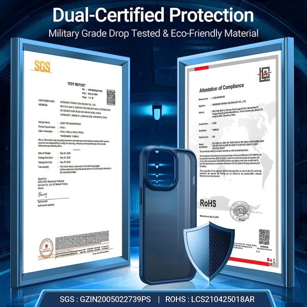 iPhone 13 Pro Max Guardian Case with Military Grade Drop Tested, Slim Translucent Matte Case by Torras - Navy Blue - Image 8