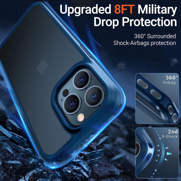iPhone 13 Pro Max Guardian Case with Military Grade Drop Tested, Slim Translucent Matte Case by Torras - Navy Blue - Image 7