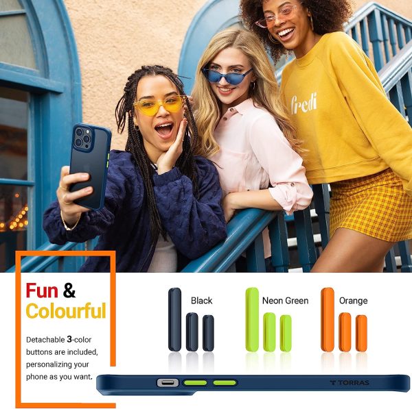 iPhone 13 Pro Max Guardian Case with Military Grade Drop Tested, Slim Translucent Matte Case by Torras - Navy Blue - Image 6