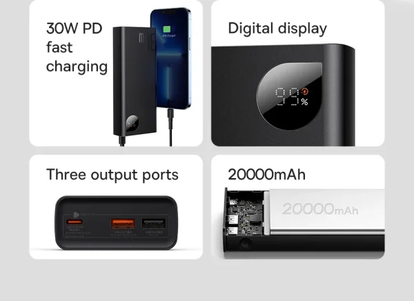 Baseus Adaman Power Bank 30W 20000mAh – Black - Image 5