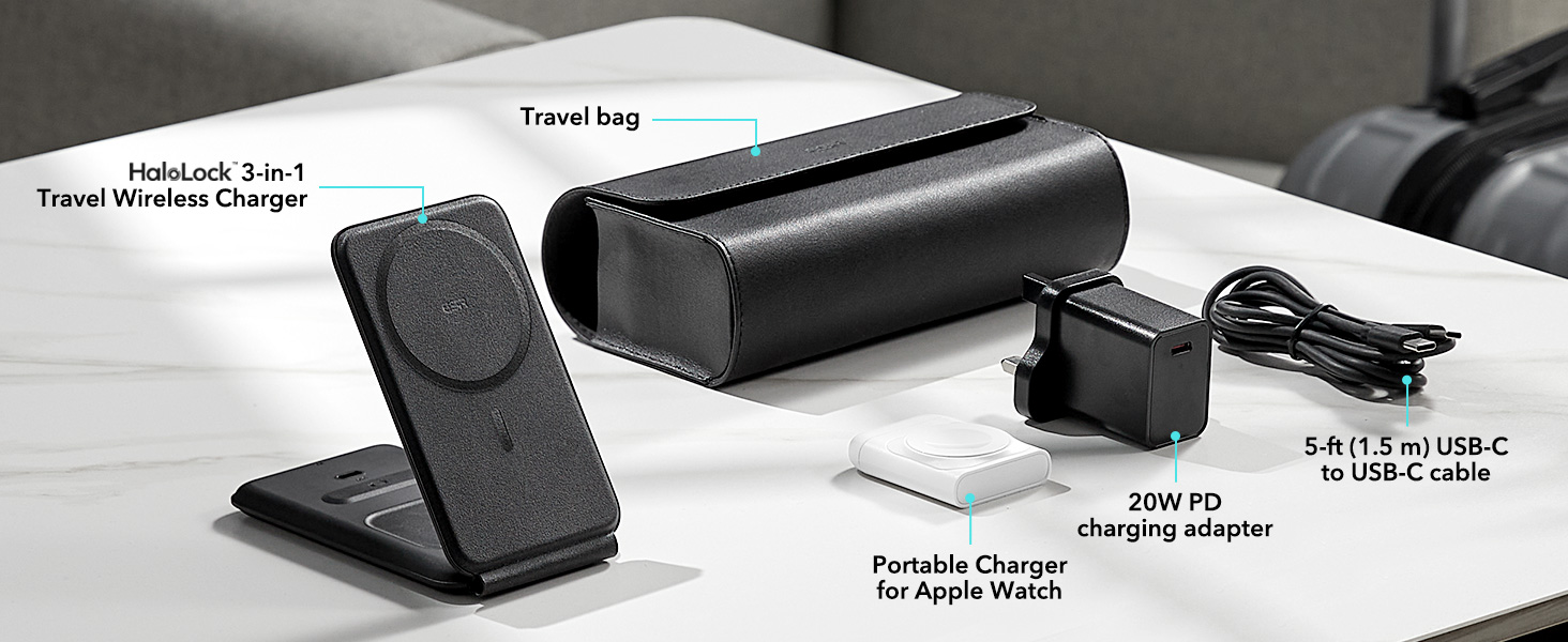 esr 3 in 1 wireless travel charging set with 20 w adapter20