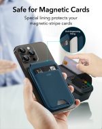 Magsafe Wallet & Stand by ESR made from Vegan Leather by ESR - Blue Sheepskin - Image 5