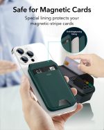 Magsafe Wallet & Stand by ESR made from Vegan Leather by ESR - Green Suede - Image 5
