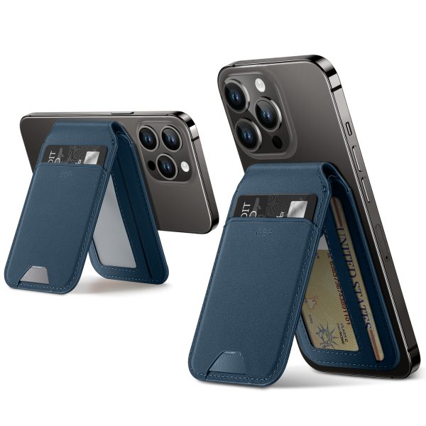 Magsafe Wallet & Stand by ESR made from Vegan Leather by ESR - Blue Sheepskin - Image 1