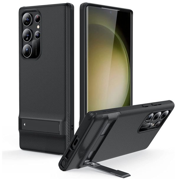 Galaxy S23 Ultra Air Shield Boost Back Case with Kickstand by ESR – Black - Image 1