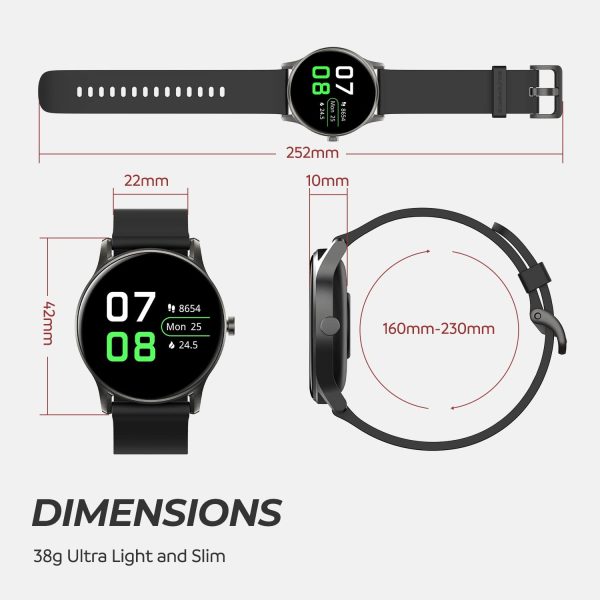 SoundPEATS Watch 2 Smart Watch Fitness Tracker with Blood Oxygen& Heart Rate Monitor& Sleep Quality Tracker, Waterproof Smartwatch for iPhone Android Phones with Call/SMS/SNS Notification& Various Dials - Image 2