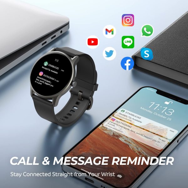 SoundPEATS Watch 2 Smart Watch Fitness Tracker with Blood Oxygen& Heart Rate Monitor& Sleep Quality Tracker, Waterproof Smartwatch for iPhone Android Phones with Call/SMS/SNS Notification& Various Dials - Image 3