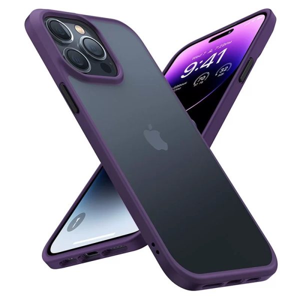torras 14 pro max guardian simple deep purple new iPhone 14 Pro Max Guardian Case with Military Grade Drop Tested, Slim Translucent Matte Case by Torras - Deep Purple - Image 1