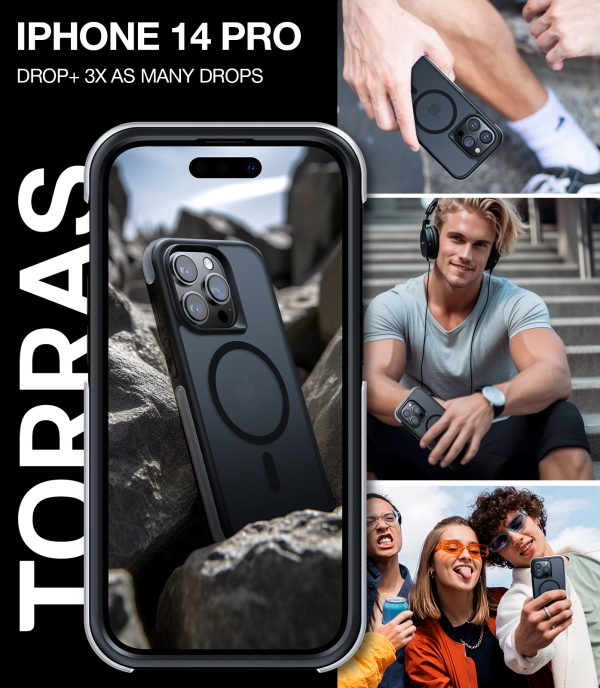 iPhone 14 Pro AirCastle Designed for iPhone 14 Pro Case MagSafe, Shockproof Air Cushioning, 5X Military Grade Drop Protection, Slim iPhone 14 Pro Phone Case, [MagSafe Compatible] - Matte Black - Image 7