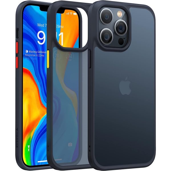 torras guardian case black 13 pro max iPhone 13 Pro Max Guardian Case with Military Grade Drop Tested, Slim Translucent Matte Case by Torras - Black - Image 1