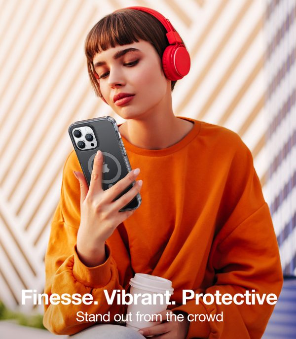 iPhone 14 Pro Max Sparka Mag Magnetic & Ultra Shockproof Case with 8X Military Grade Protection, Compatible with MagSafe] Reduced Yellowing Slim iPhone 14 Pro Max Case - Black - Image 5