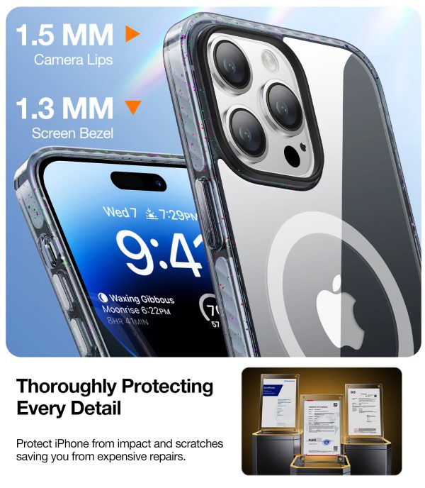 iPhone 14 Pro Max Sparka Mag Magnetic & Ultra Shockproof Case with 8X Military Grade Protection, Compatible with MagSafe] Reduced Yellowing Slim iPhone 14 Pro Max Case - Black - Image 3