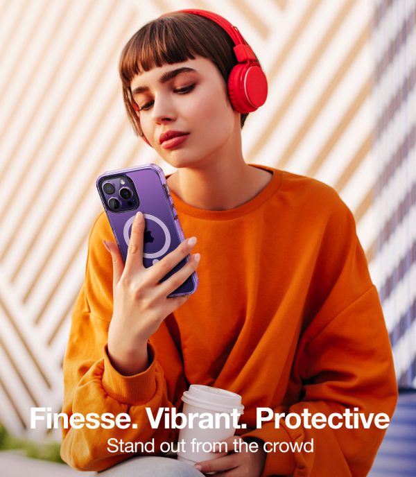 iPhone 14 Pro Max Sparka Mag Magnetic & Ultra Shockproof Case with 8X Military Grade Protection, Compatible with MagSafe] Not Yellowing Slim iPhone 14 Pro Max Case - Deep Purple - Image 3