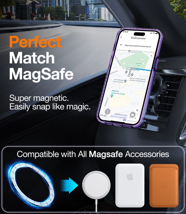 iPhone 14 Pro Max Sparka Mag Magnetic & Ultra Shockproof Case with 8X Military Grade Protection, Compatible with MagSafe] Not Yellowing Slim iPhone 14 Pro Max Case - Deep Purple - Image 6