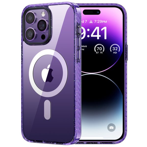 iPhone 14 Pro Max Sparka Mag Magnetic & Ultra Shockproof Case with 8X Military Grade Protection, Compatible with MagSafe] Not Yellowing Slim iPhone 14 Pro Max Case - Deep Purple - Image 1