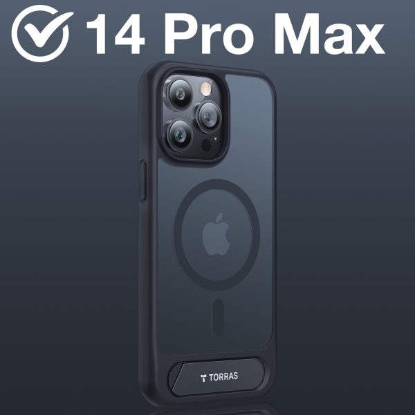 iPhone 14 Pro Max UPRO PStand Case by Torras 2-in-1 Magnetic case with Stand Designed for iPhone 14 Pro Max Case [Military Grade Drop Tested] [Compatible with MagSafe] Slim Translucent Matte Case - Black - Image 2