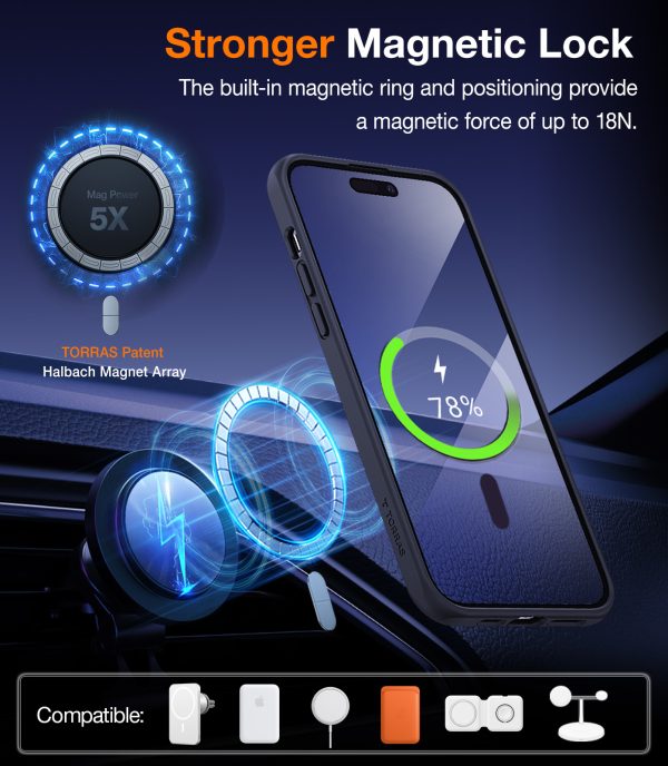 iPhone 14 Pro UPRO PStand Case by Torras 2-in-1 Magnetic case with Stand Designed for iPhone 14 Pro Case [Military Grade Drop Tested] [Compatible with MagSafe] Slim Translucent Matte Case - Black - Image 4