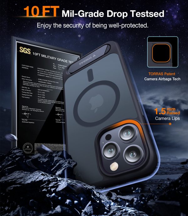 iPhone 14 Pro UPRO PStand Case by Torras 2-in-1 Magnetic case with Stand Designed for iPhone 14 Pro Case [Military Grade Drop Tested] [Compatible with MagSafe] Slim Translucent Matte Case - Black - Image 2