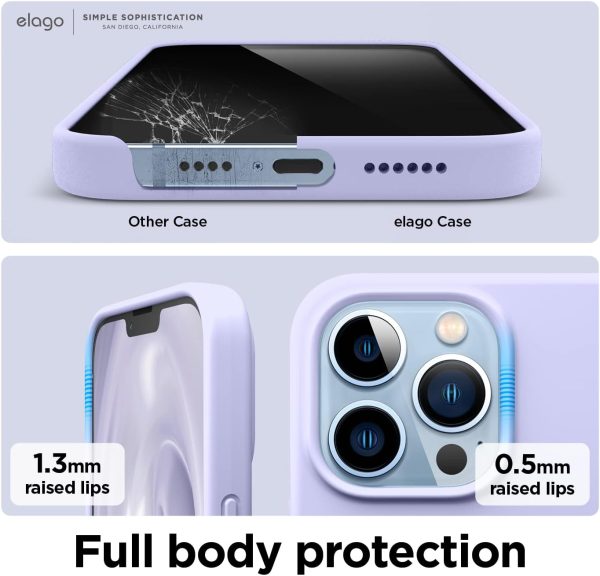 iPhone 13 Pro Max Liquid Silicon Case by elago Full Body Protective Cover, Shockproof, Slim Phone Case, Anti-Scratch Soft Microfiber Lining - Purple - Image 2