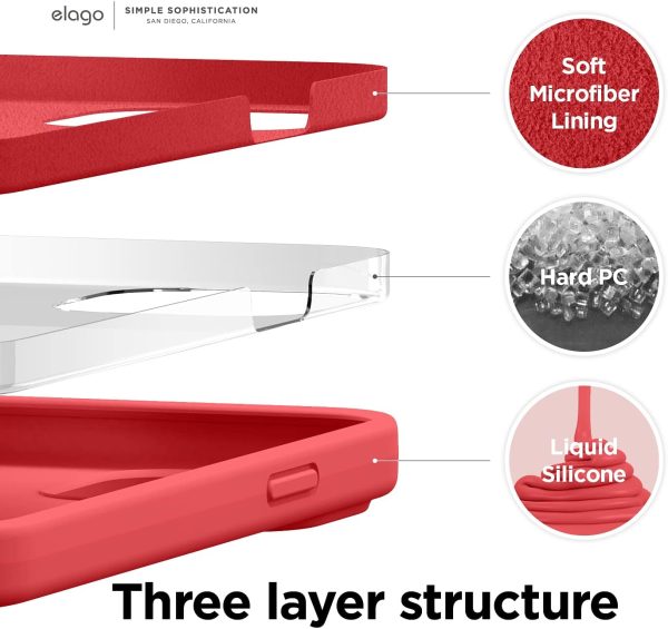 612Pc2gnFEL._AC_SL1500_ iPhone 13 Pro Max Liquid Silicon Case by elago Full Body Protective Cover, Shockproof, Slim Phone Case, Anti-Scratch Soft Microfiber Lining - Red - Image 7