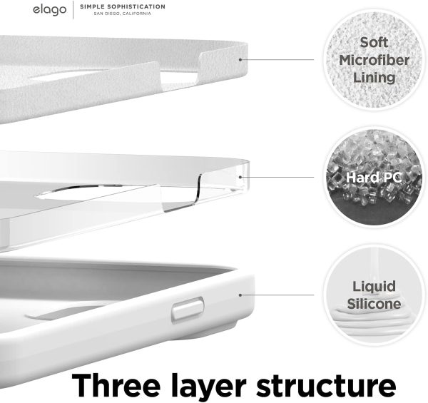 612zuRFCeBL._AC_SL1500_ iPhone 13 Pro Max Liquid Silicon Case by elago Full Body Protective Cover, Shockproof, Slim Phone Case, Anti-Scratch Soft Microfiber Lining - White - Image 7