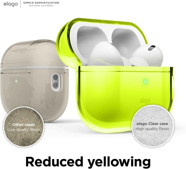 615USi-+pLL._AC_SL1500_ AirPods Pro 2 (2022) elago Clear Case Protective Case Cover, Shockproof, Wireless Charging, Reduced Yellowing - Neon Yellow - Image 6
