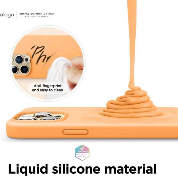 iPhone 13 Pro Max Liquid Silicon Case by elago Full Body Protective Cover, Shockproof, Slim Phone Case, Anti-Scratch Soft Microfiber Lining - Orange - Image 7