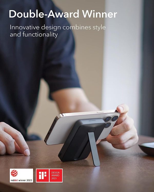 ESR mini Kickstand Wireless Powerbank 5000 mAh Magsafe Enabled for iPhone 14, iPhone 13, iPhone 12 - Black - Image 9