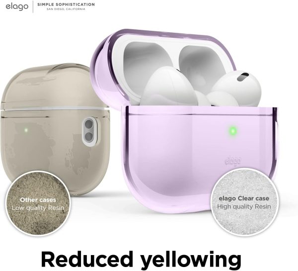 Airpods Pro 2022 elago Clear Case Protective Case Cover, Shockproof, Wireless Charging, Reduced Yellowing - Lavender - Image 7