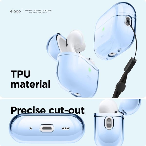 Airpods Pro 2022 elago Clear Case Protective Case Cover, Shockproof, Wireless Charging, Reduced Yellowing - Aqua Blue - Image 2