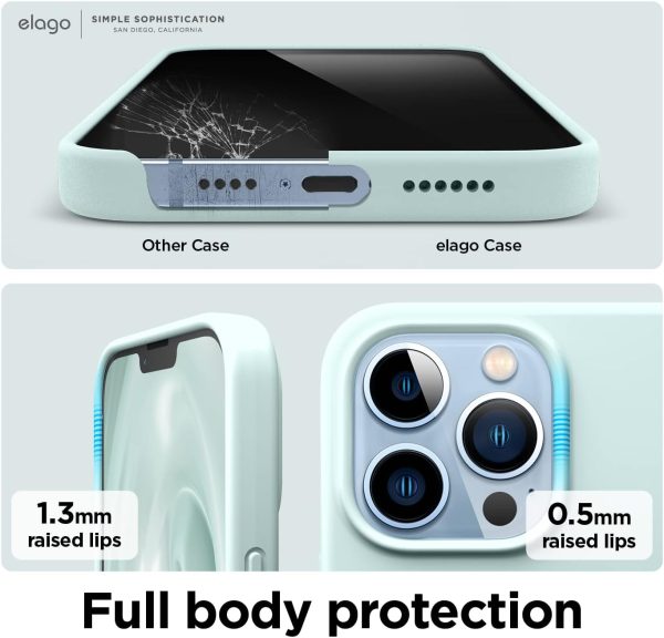 iPhone 13 Pro Max Liquid Silicon Case by elago Full Body Protective Cover, Shockproof, Slim Phone Case, Anti-Scratch Soft Microfiber Lining - Mint - Image 3