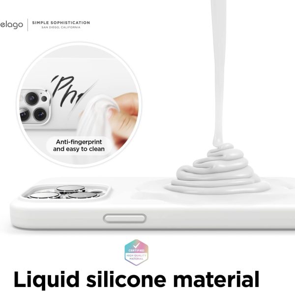 61BLa3qwKYL._AC_SL1500_ iPhone 13 Pro Max Liquid Silicon Case by elago Full Body Protective Cover, Shockproof, Slim Phone Case, Anti-Scratch Soft Microfiber Lining - White - Image 2