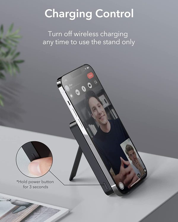 ESR mini Kickstand Wireless Powerbank 5000 mAh Magsafe Enabled for iPhone 14, iPhone 13, iPhone 12 - Black - Image 2