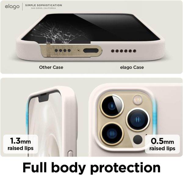 iPhone 13 Pro Max Liquid Silicon Case by elago Full Body Protective Cover, Shockproof, Slim Phone Case, Anti-Scratch Soft Microfiber Lining - Stone - Image 2
