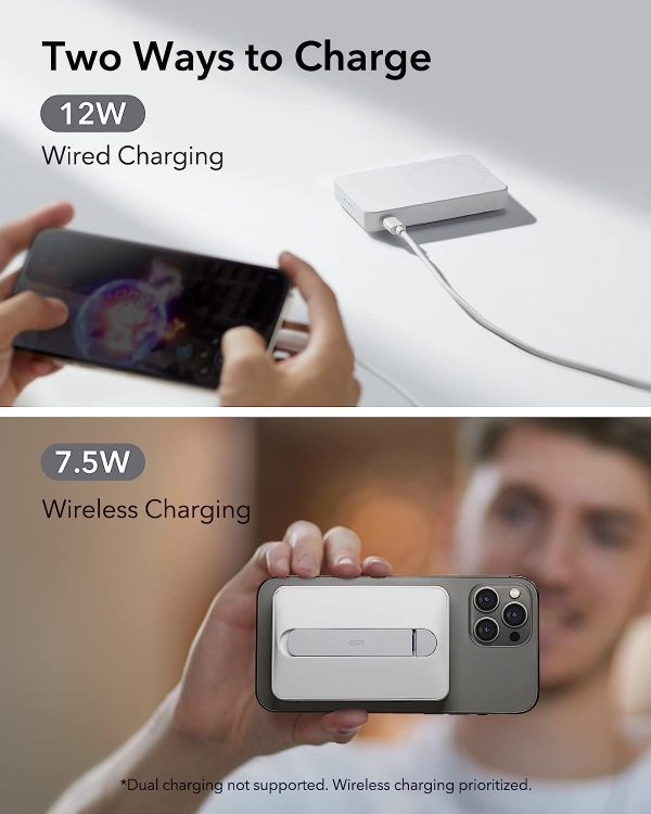 ESR mini Kickstand Wireless Powerbank 5000 mAh Magsafe Enabled for iPhone 14, iPhone 13, iPhone 12 - White - Image 4