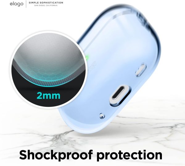 Airpods Pro 2022 elago Clear Case Protective Case Cover, Shockproof, Wireless Charging, Reduced Yellowing - Aqua Blue - Image 4
