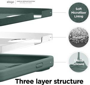 iPhone 13 Pro Max Liquid Silicon Case by elago Full Body Protective Cover, Shockproof, Slim Phone Case, Anti-Scratch Soft Microfiber Lining - Midnight Green - Image 3