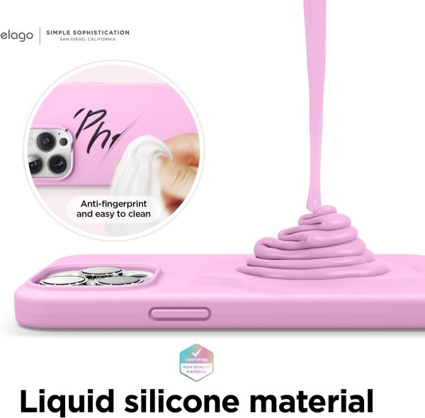 61JvD8PHtDL._AC_SL1500_ iPhone 13 Pro Max Liquid Silicon Case by elago Full Body Protective Cover, Shockproof, Slim Phone Case, Anti-Scratch Soft Microfiber Lining - Hot Pink - Image 7