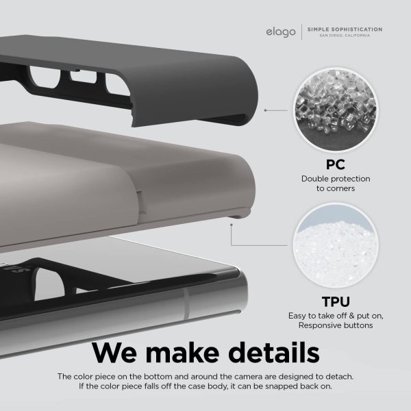 Galaxy S23 Ultra Glide Armor Case by elago Glide Armor Case Drop Protection, Shockproof Protective TPU Cover, Upgraded Shockproof, Mix and Match Parts, Enhanced Camera Guard - Stone / Dark Grey - Image 2