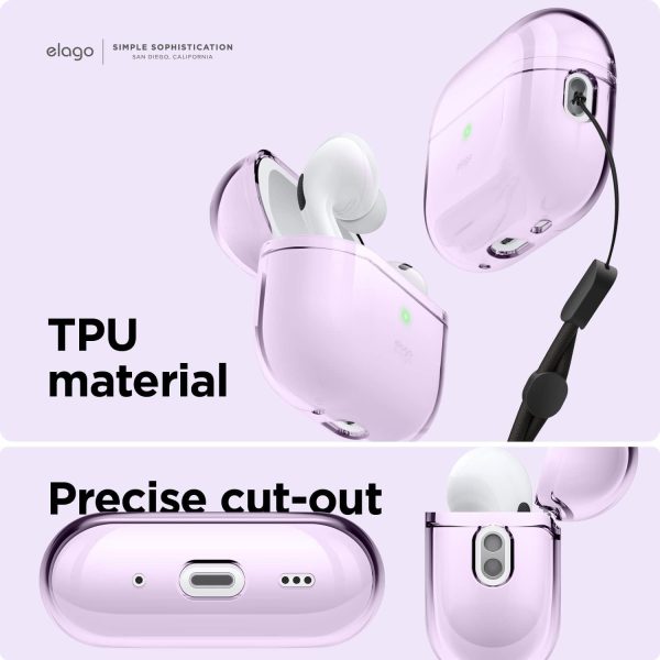 Airpods Pro 2022 elago Clear Case Protective Case Cover, Shockproof, Wireless Charging, Reduced Yellowing - Lavender - Image 4
