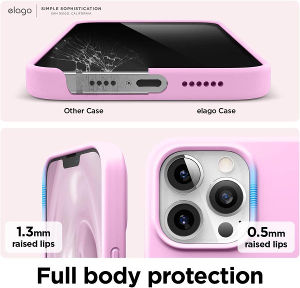 61YQ6xMFtqL._AC_SL1500_ iPhone 13 Pro Max Liquid Silicon Case by elago Full Body Protective Cover, Shockproof, Slim Phone Case, Anti-Scratch Soft Microfiber Lining - Hot Pink - Image 4