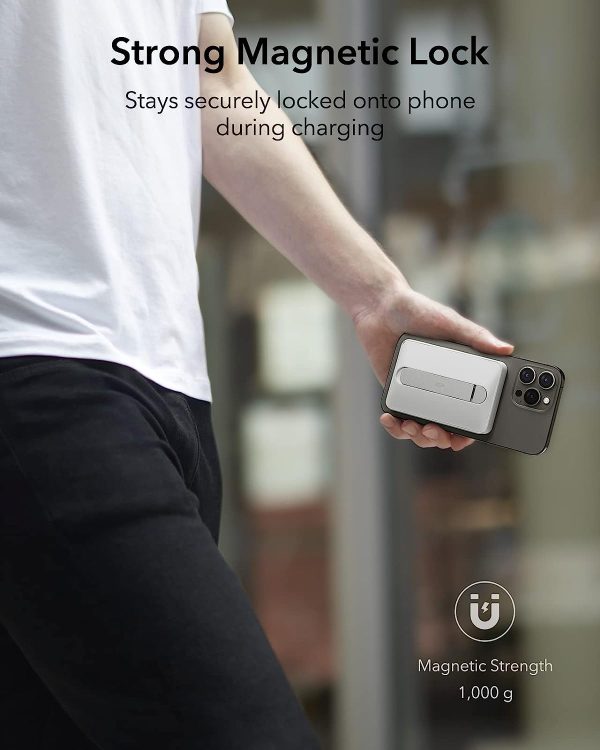 ESR mini Kickstand Wireless Powerbank 5000 mAh Magsafe Enabled for iPhone 14, iPhone 13, iPhone 12 - White - Image 8